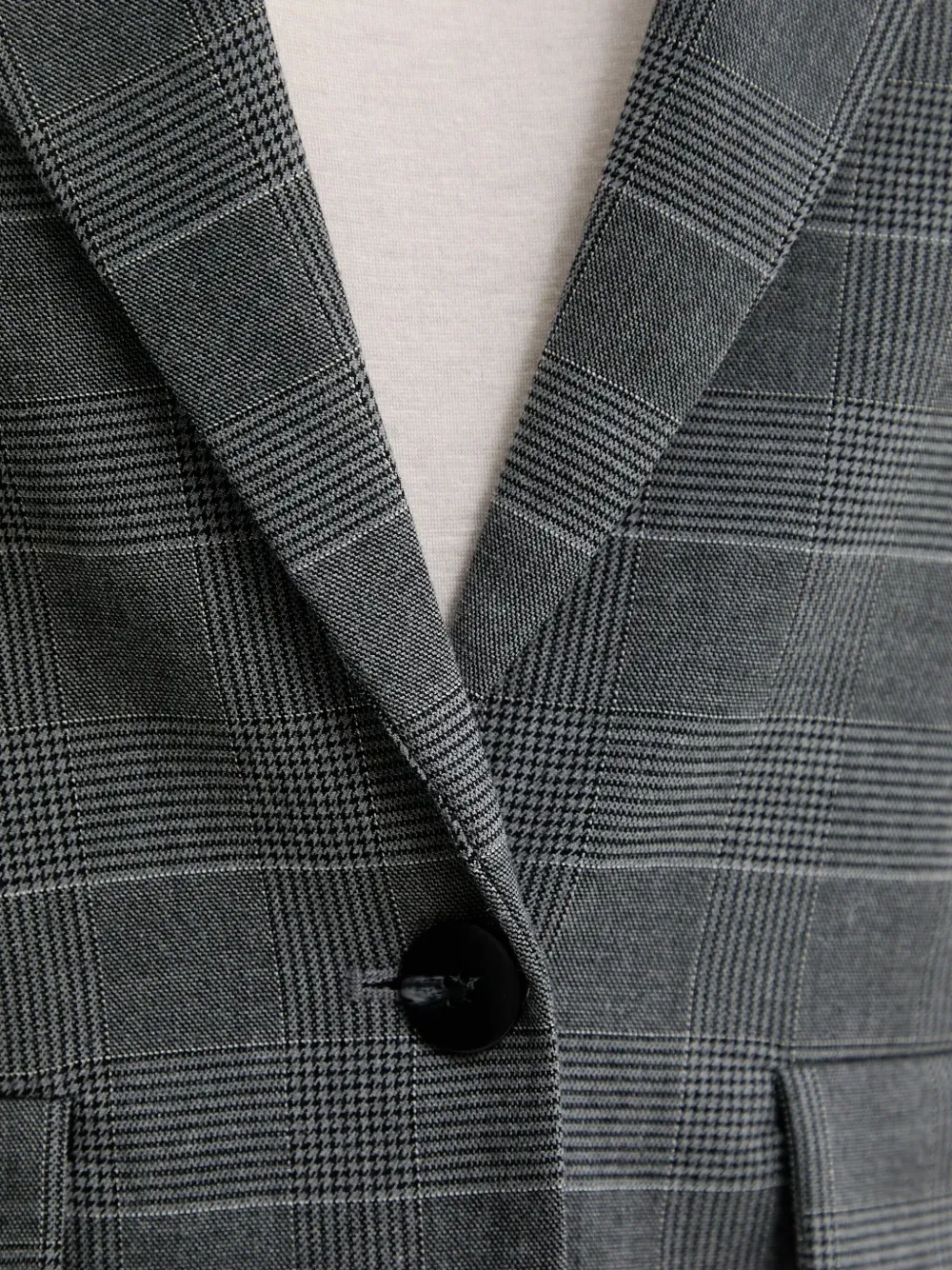 Benetton Plaid Pocket Blazer In Brown