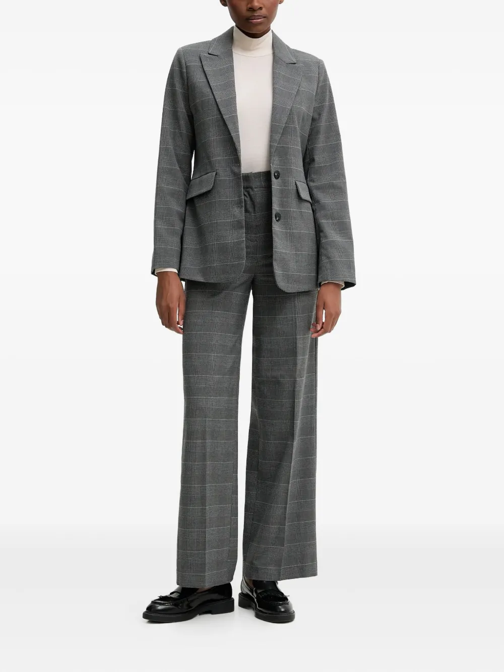 Benetton Plaid Pocket Blazer In Brown