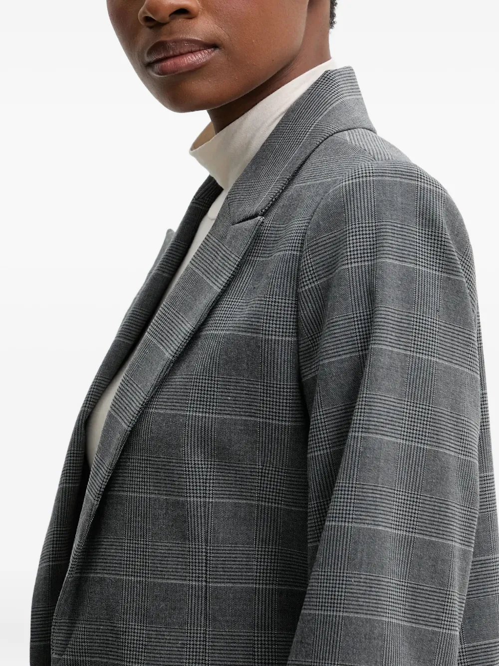 Benetton Plaid Pocket Blazer In Brown