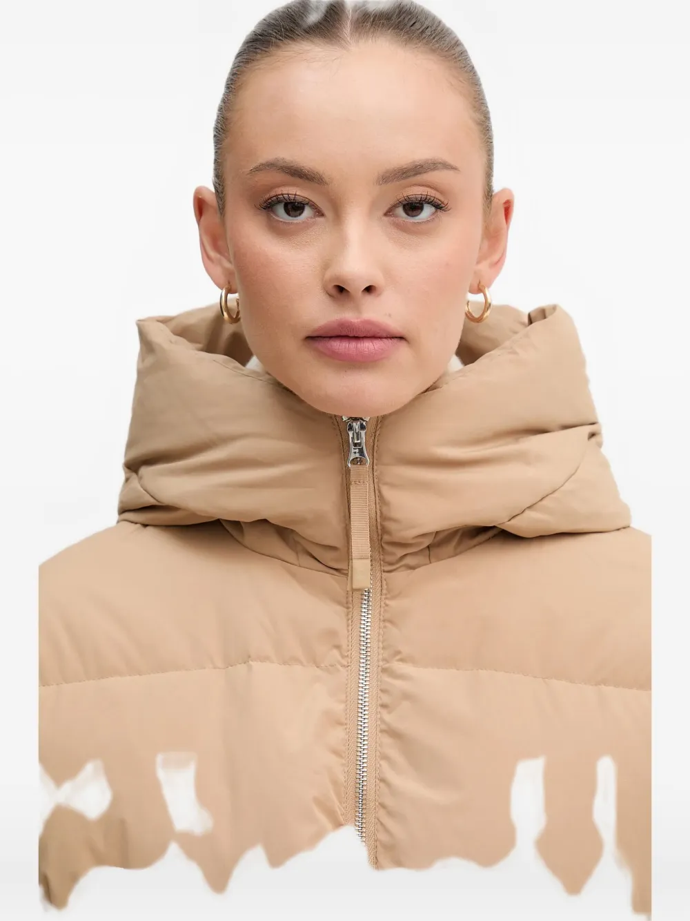 Benetton Hooded Coat In Brown