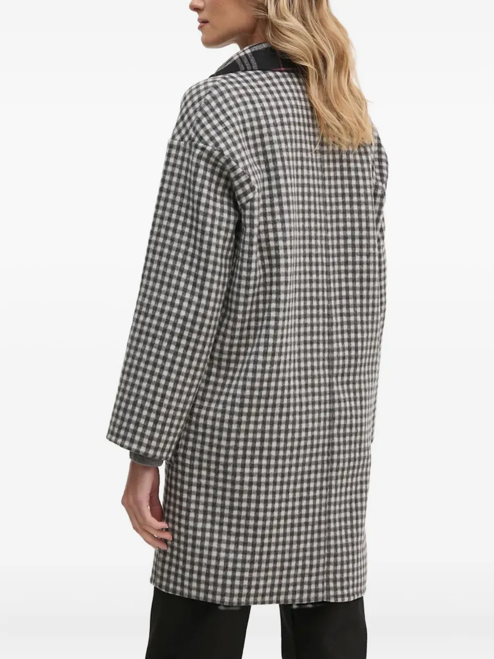 Benetton Reversible Check-pattern Coat In Black