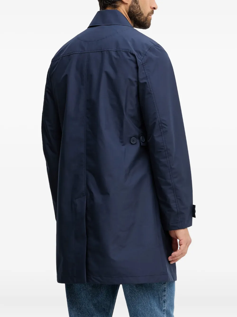 Benetton Buttoned-cuff Coat In Blue