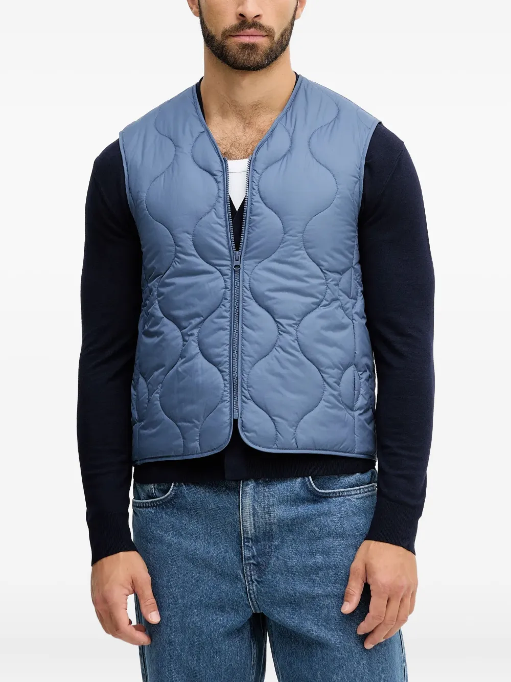 Benetton Buttoned-cuff Coat In Blue