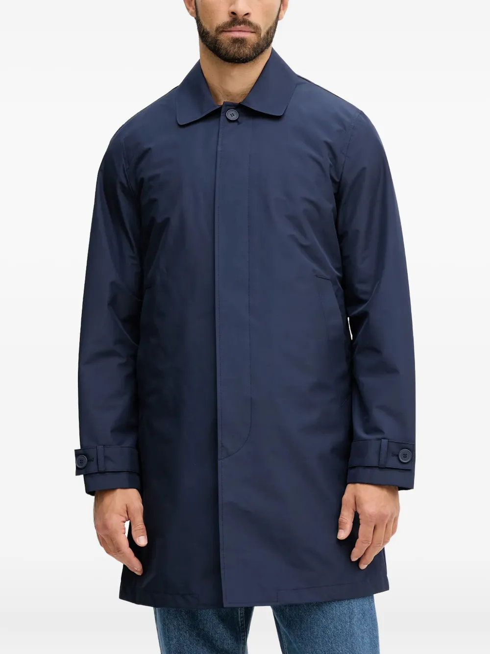 Benetton Buttoned-cuff Coat In Blue