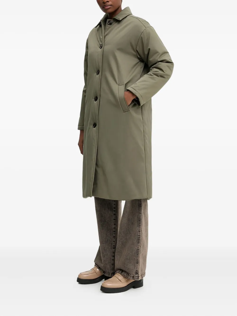 Benetton Button-fastening Coat In Green
