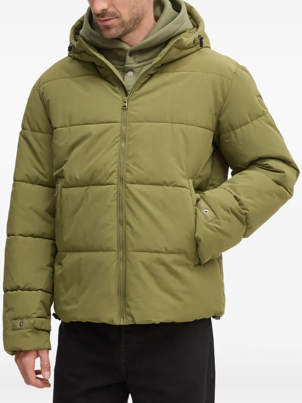 Benetton hooded padded jacket | Green | Image 1