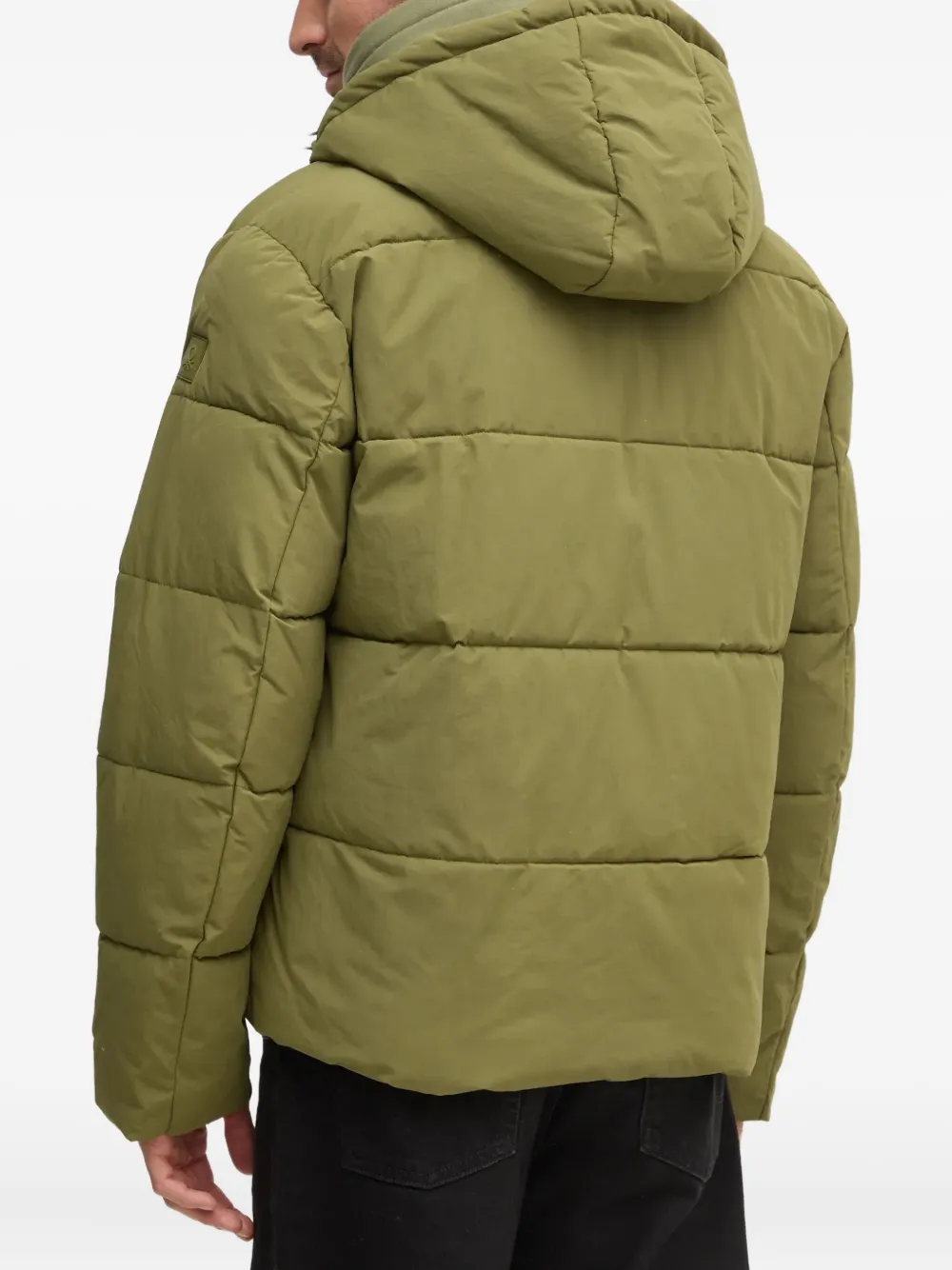 Benetton Hooded Padded Jacket In Green
