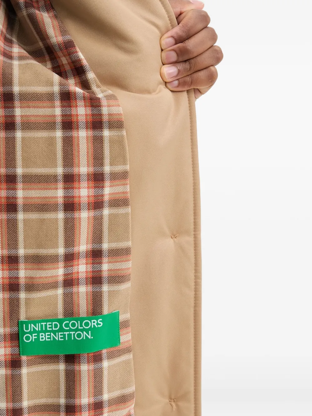 Benetton Buttoned Coat In Neutral