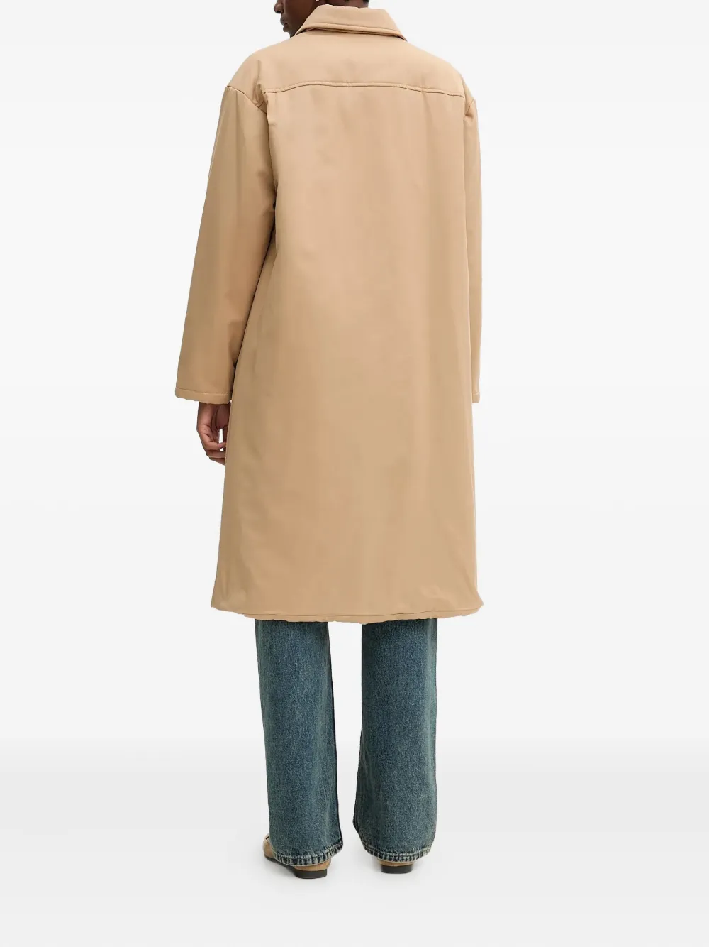 Benetton Buttoned Coat In Neutral