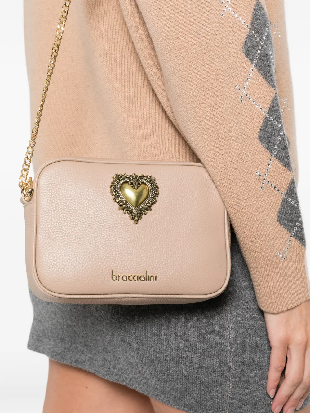Braccialini Heart-appliqué Cross Body Bag In Neutral