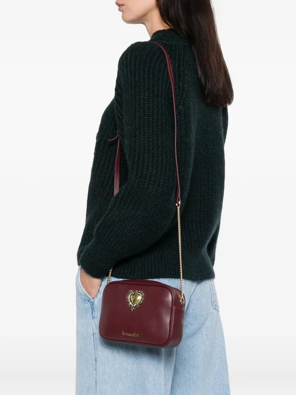 Braccialini Jinny Logo Chain Cross Body Bag In Burgundy