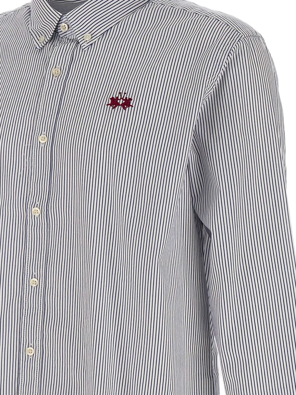 La Martina Gestreept overhemd met geborduurd logo Wit