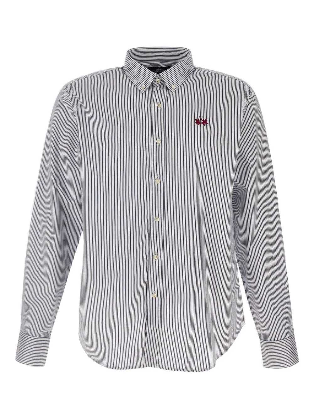 La Martina striped-pattern embroidered-logo shirt - Bianco