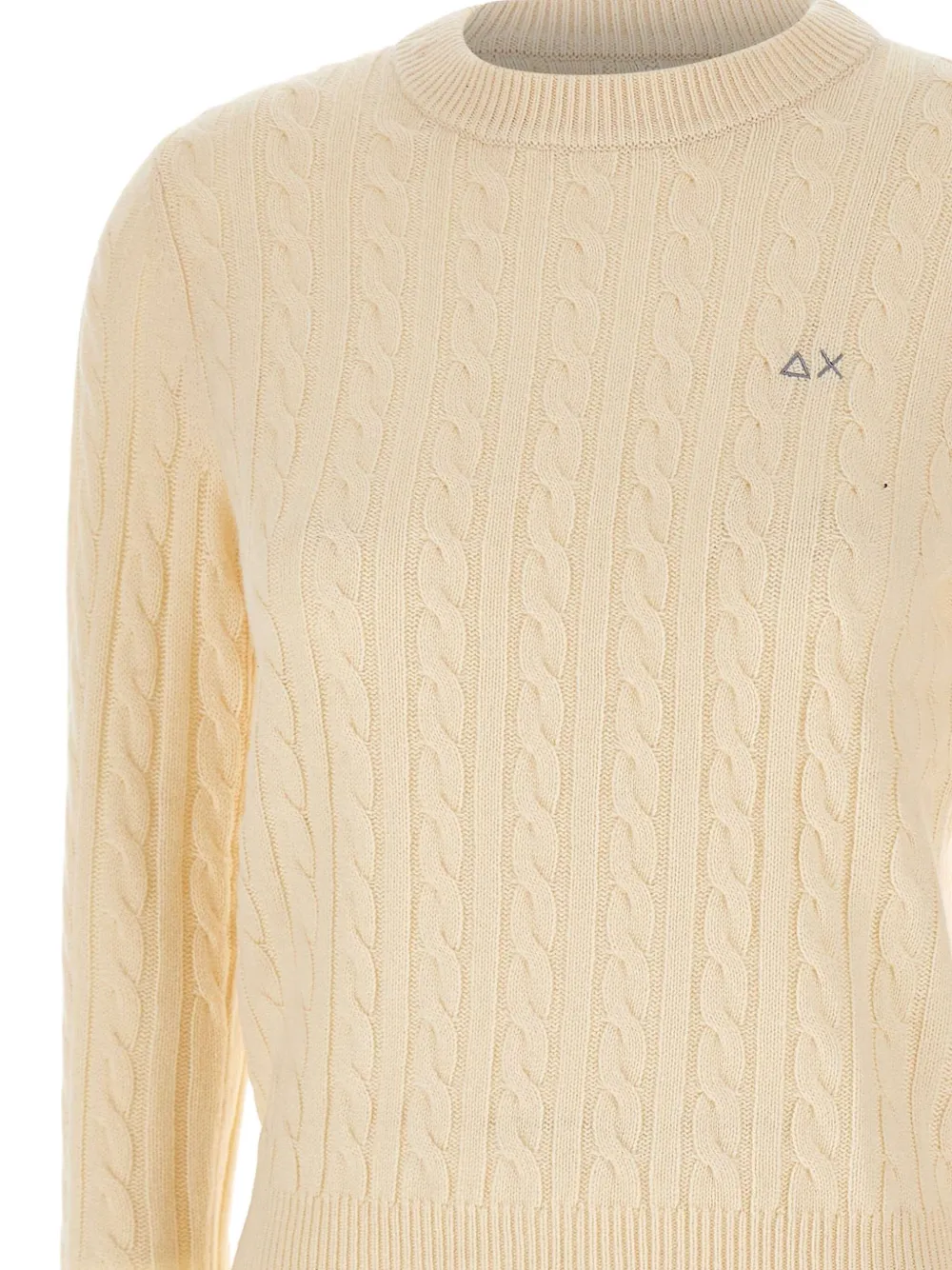 Sun68 Kabelgebreide trui met logo Beige