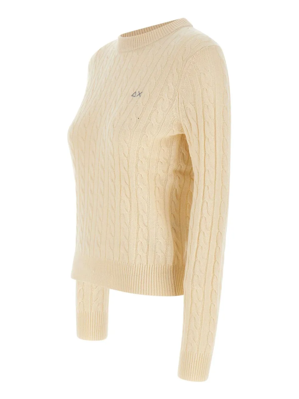 Sun68 Kabelgebreide trui met logo Beige