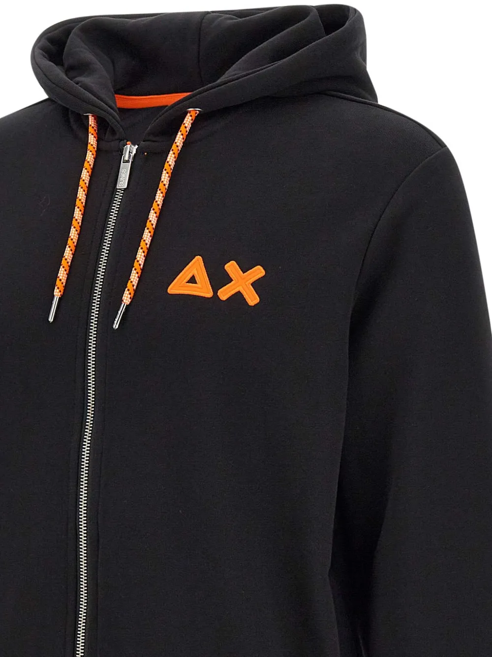 Sun 68 Zip-up Embroidered-logo Hoodie In Black