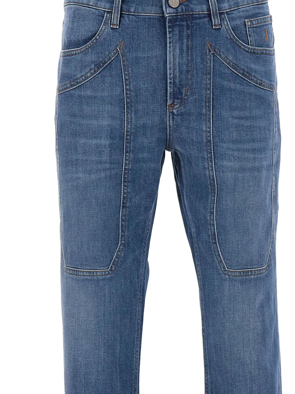 Jeckerson John Five-pockets Embroidered-logo Jeans In Blue