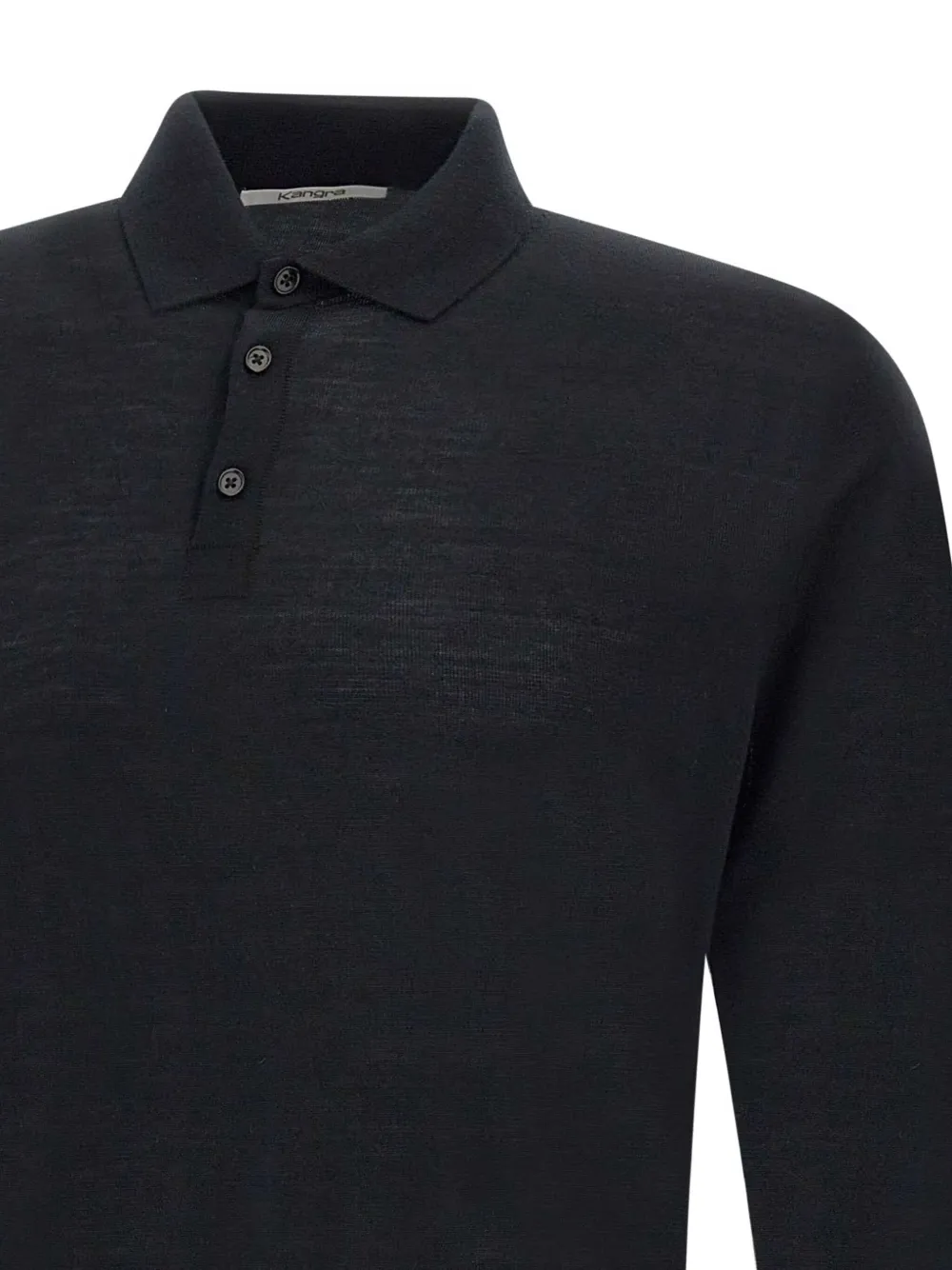 Kangra Poloshirt met knoop en lange mouwen Zwart
