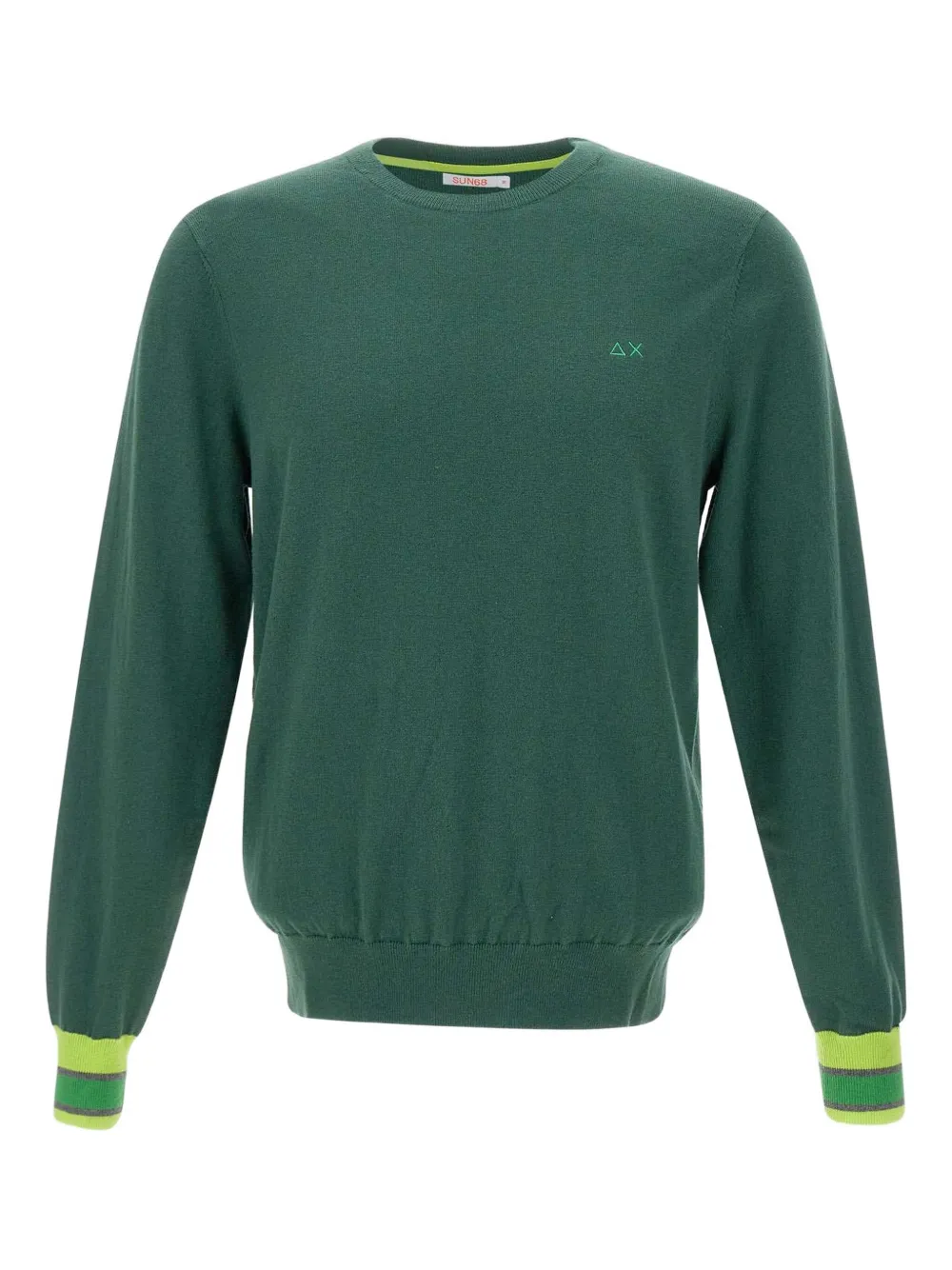 Sun 68 Logo-embroidered Ribbed Sweater In Green