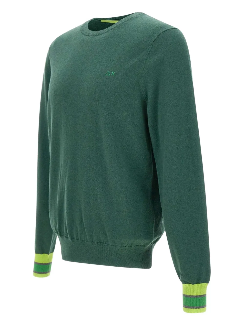 Sun 68 Logo-embroidered Ribbed Sweater In Green