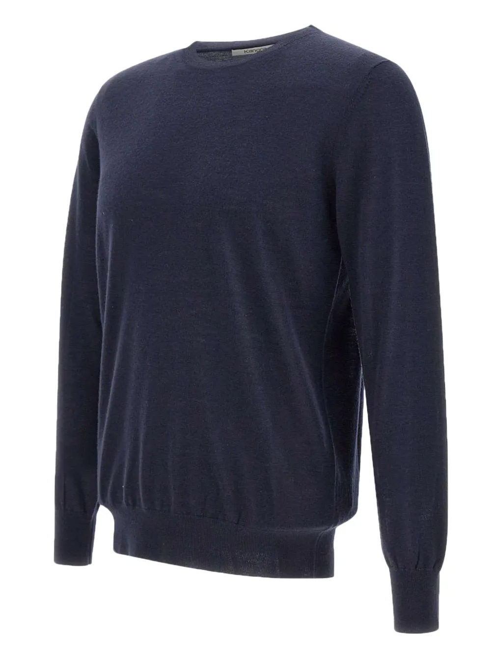 Kangra Geribbelde trui met ronde hals Blauw