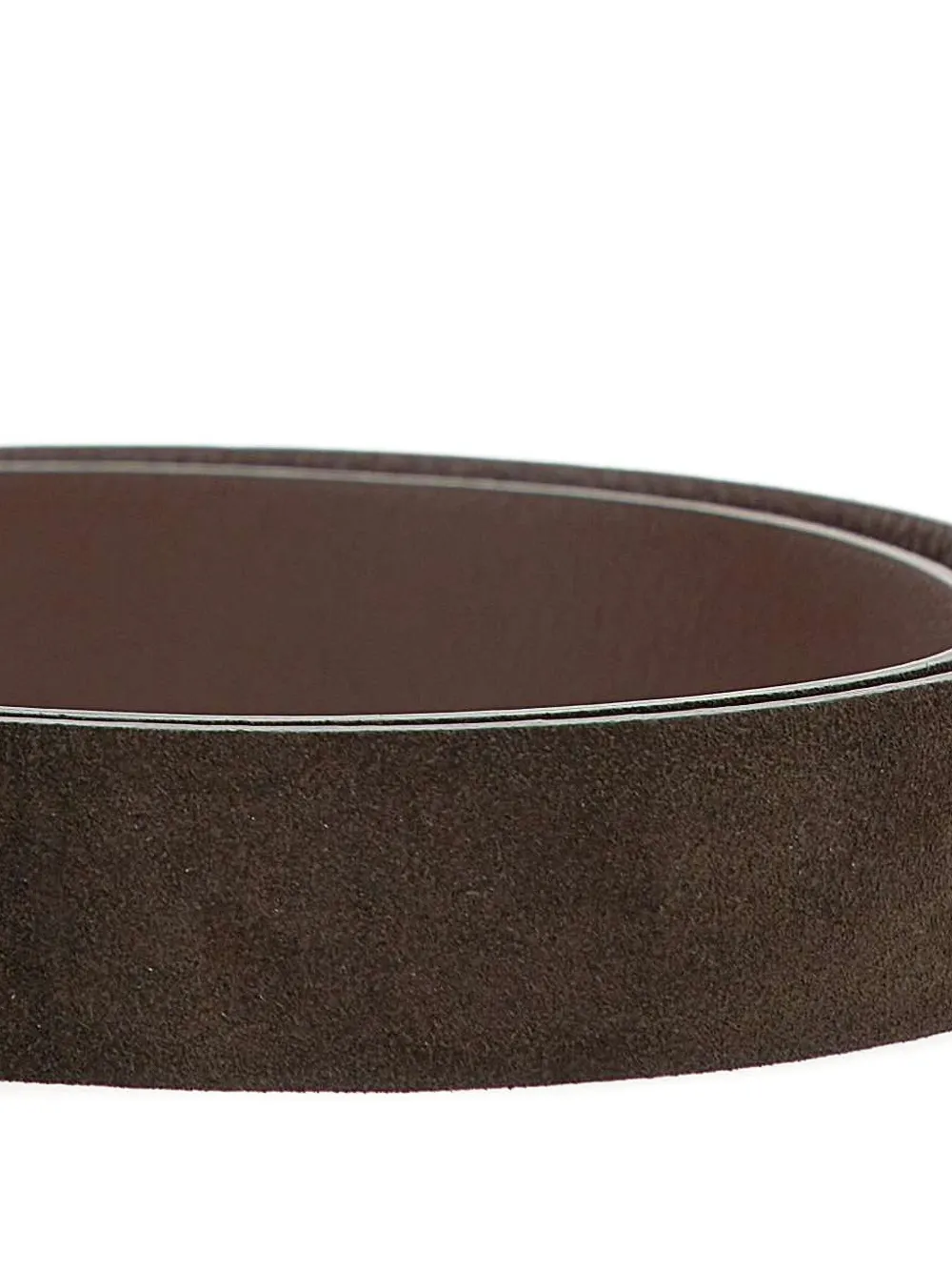 Orciani Cloudy Dark Suede Belt With Silver Buckle In Brown
