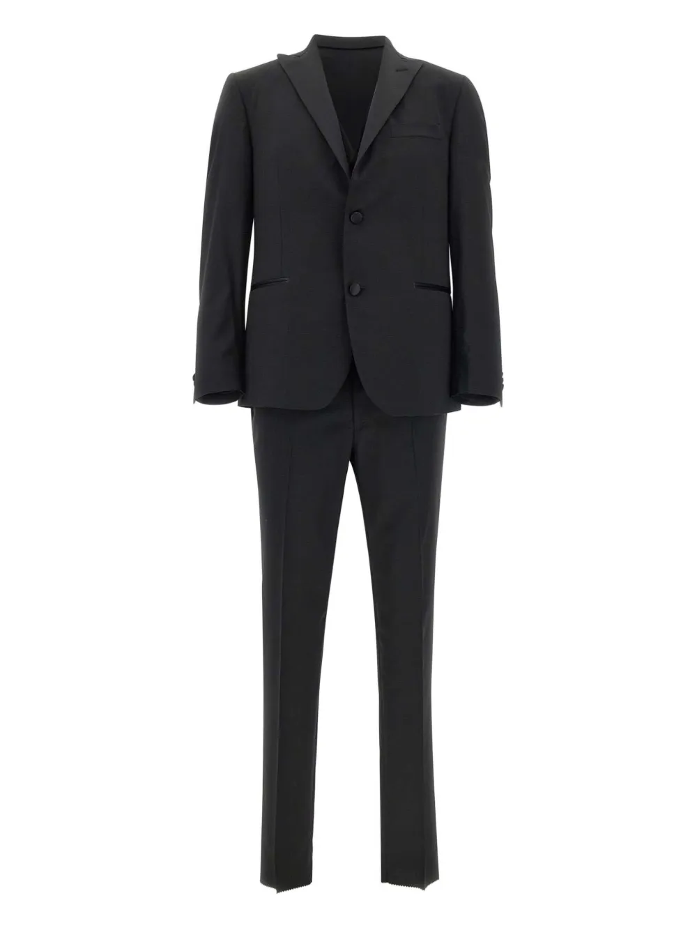 Marchesani Satin-trims Three-piece Single-breasted Suit In Black