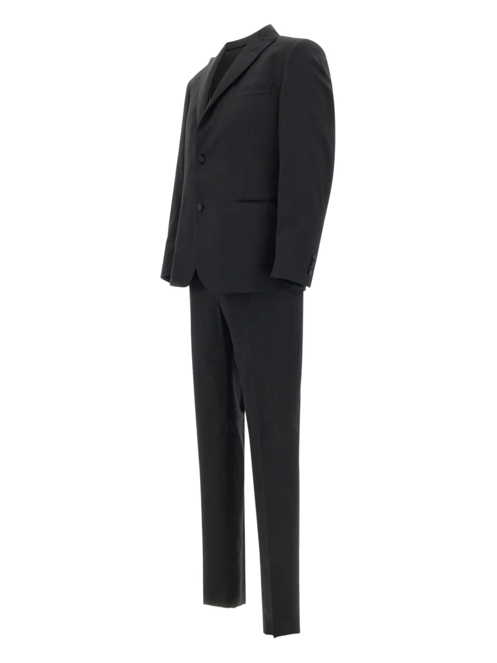 Marchesani Satin-trims Three-piece Single-breasted Suit In Black
