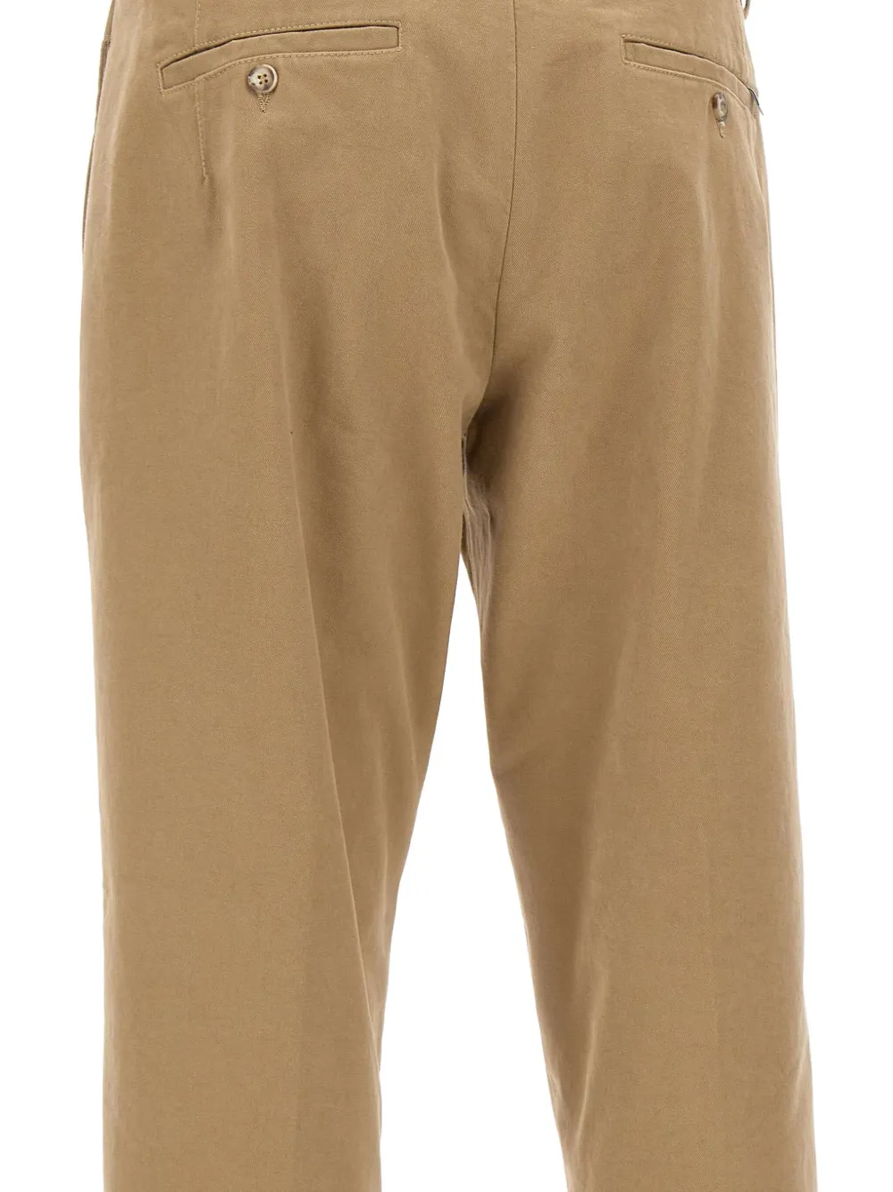 Re-Hash Katoenen straight broek met knopen Beige