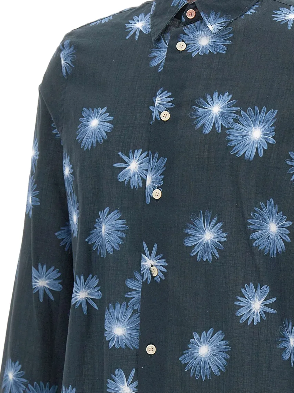 Paul Smith Floral Print Button Shirt In Blue