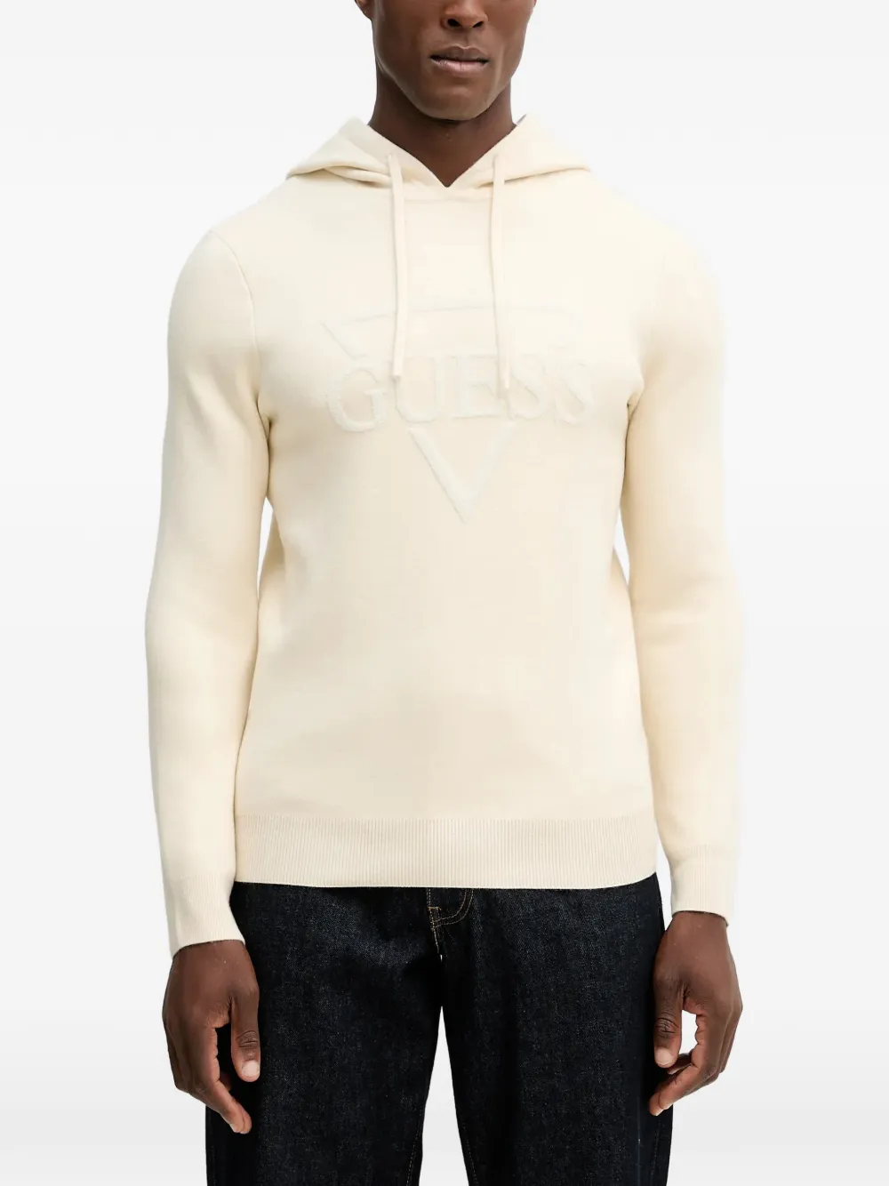 GUESS USA logo-lettering hoodie - Neutrals