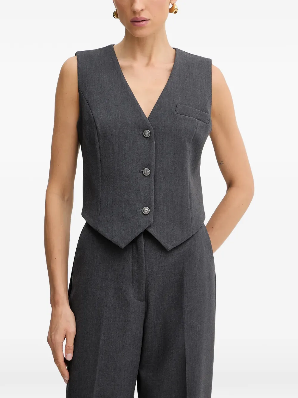 GUESS USA Joandra buttoned blazer vest - Grey