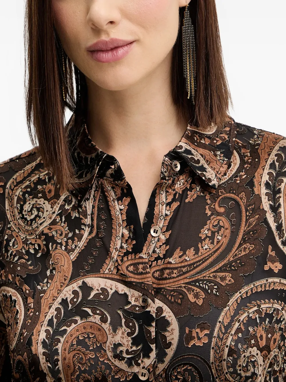 Clarisse Paisley-Pattern Buttoned Shirt
