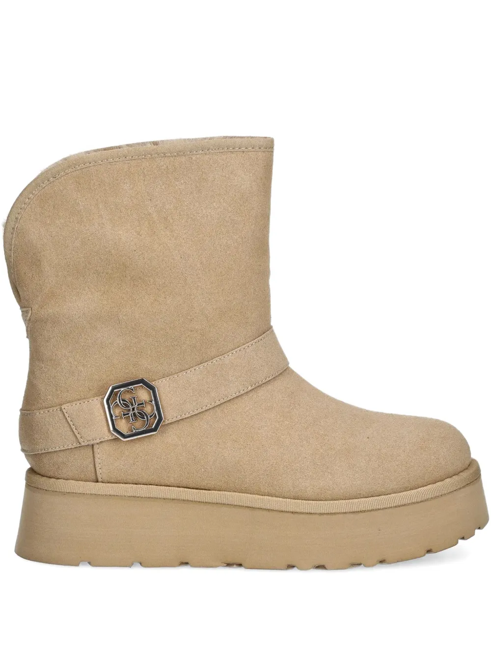 GUESS USA 45mm buckle-logo strap ankle boots Beige