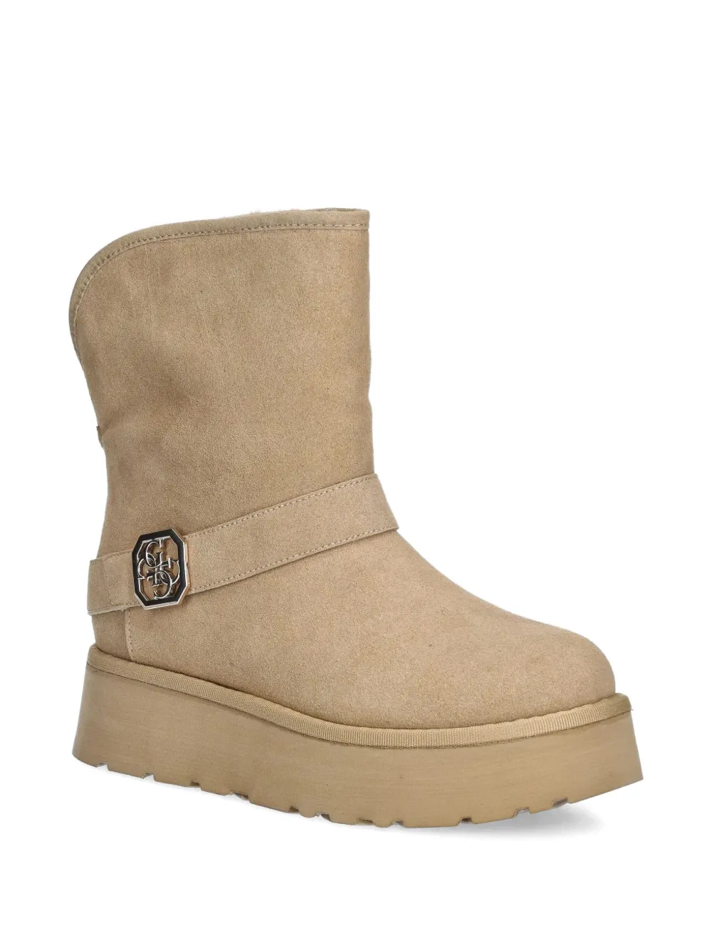 GUESS USA 45mm buckle-logo strap ankle boots Beige