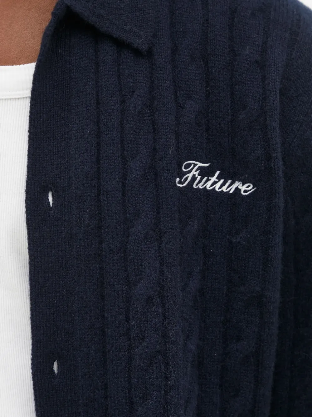 From Future Cable-knit Cashmere Cardigan In Blue
