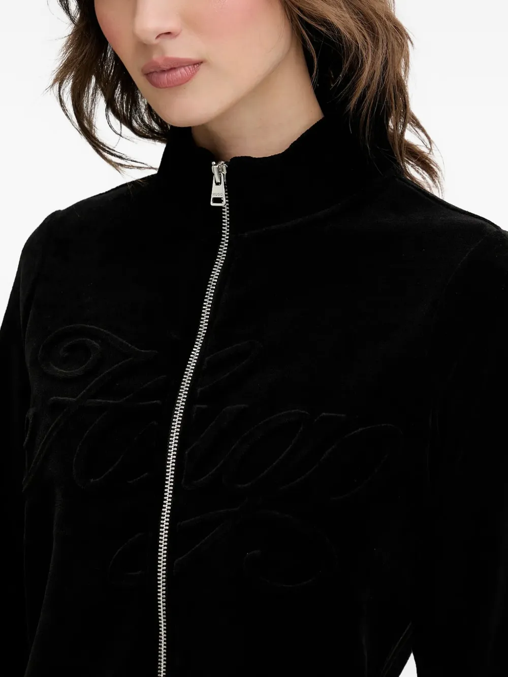 Hugo Boss Zip-up Long-sleeve Sweatshirt In Black
