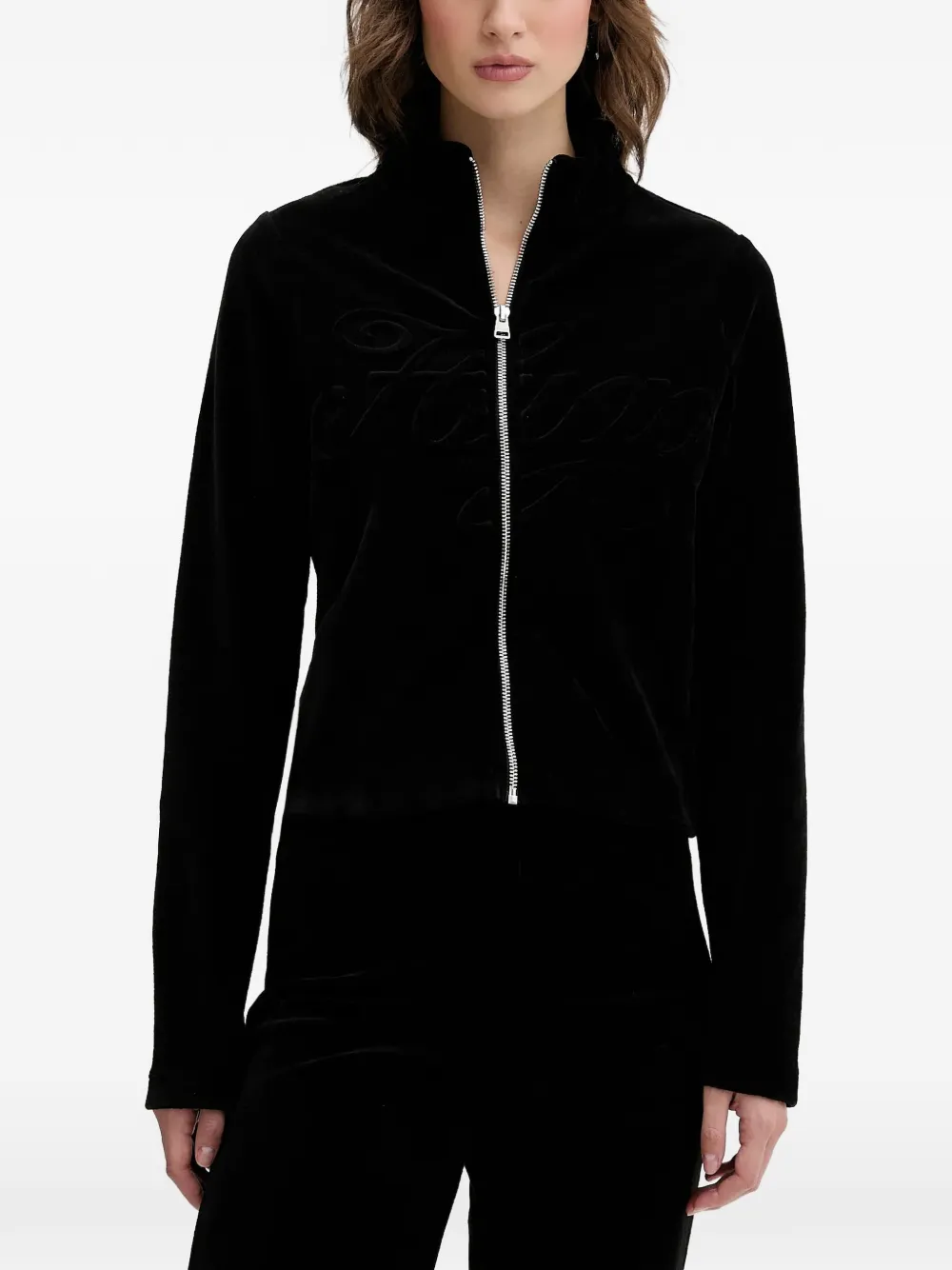 Hugo Boss Zip-up Long-sleeve Sweatshirt In Black