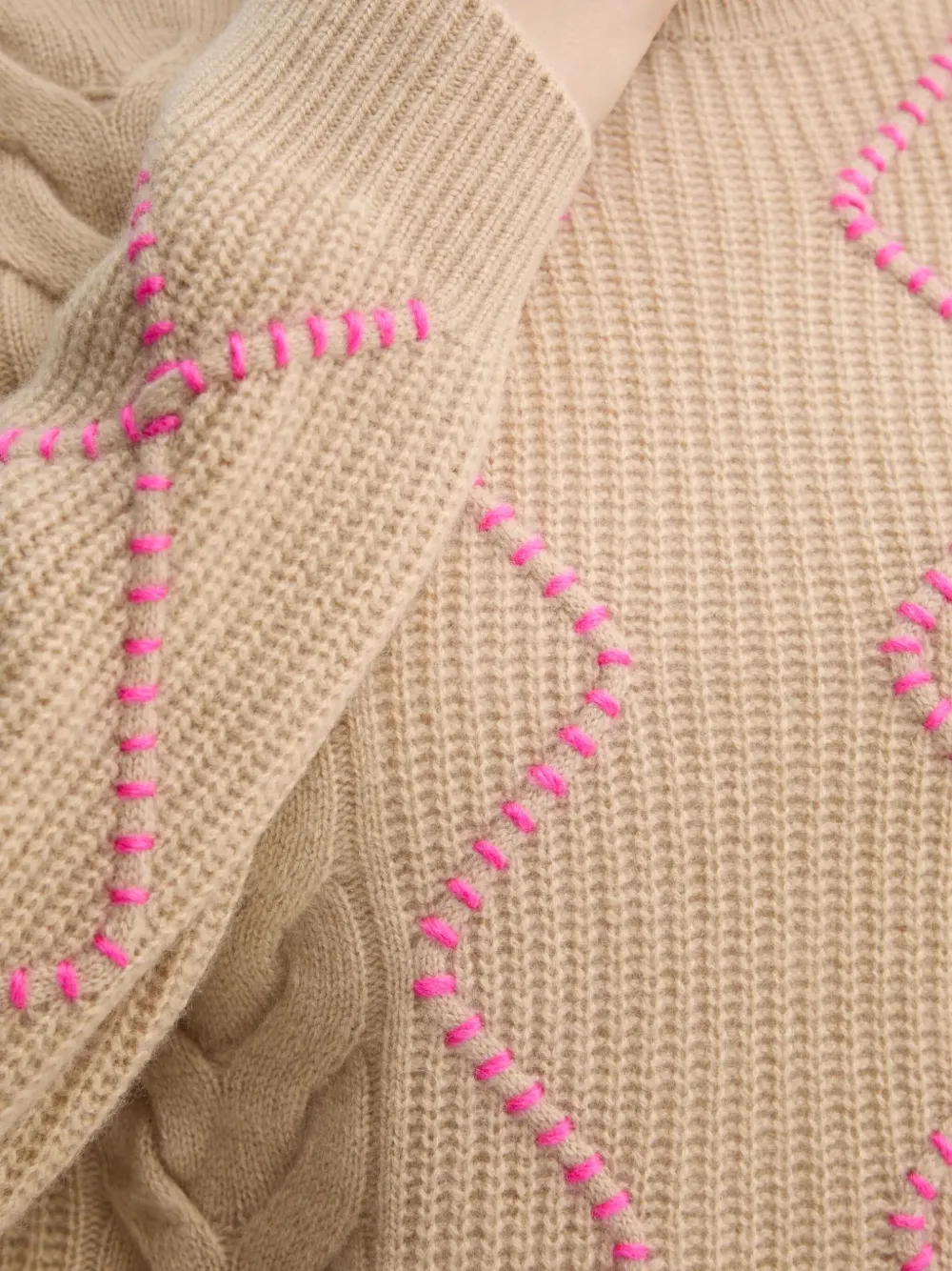 From Future Cable-knit Bmbroidered Sweater In Neutral