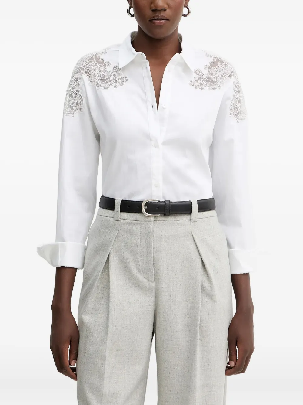 GUESS USA lace-detail shirt - Bianco