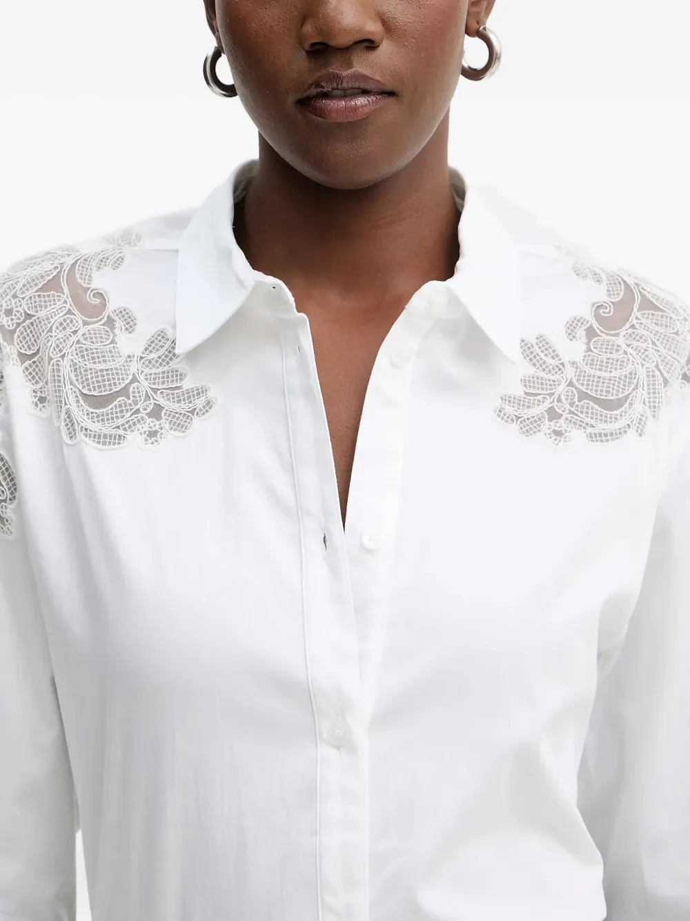 GUESS USA blouse met detail van kant Wit