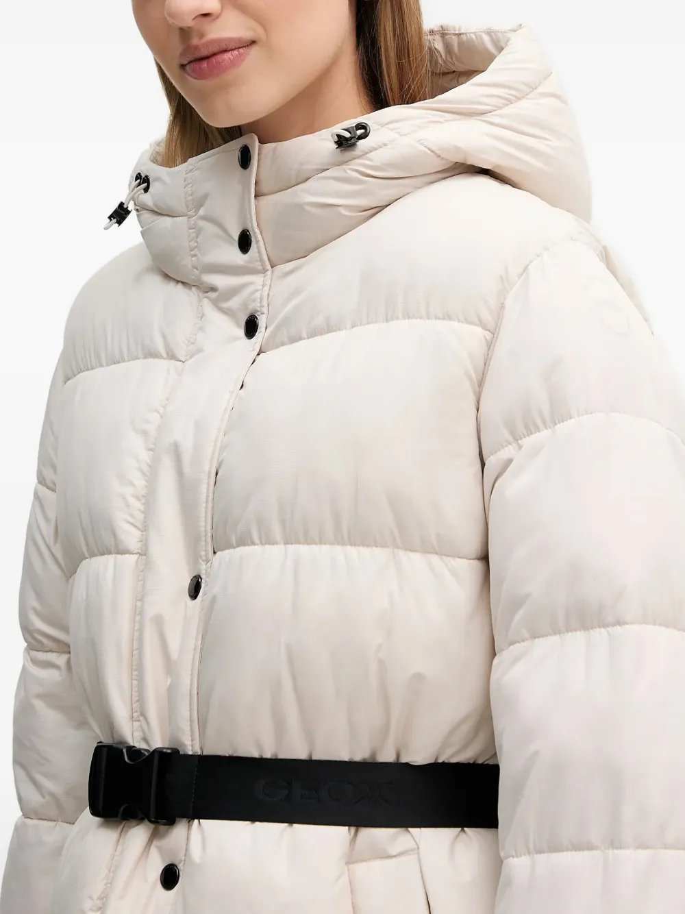 Geox Spherica parka met capuchon en ceintuur Beige