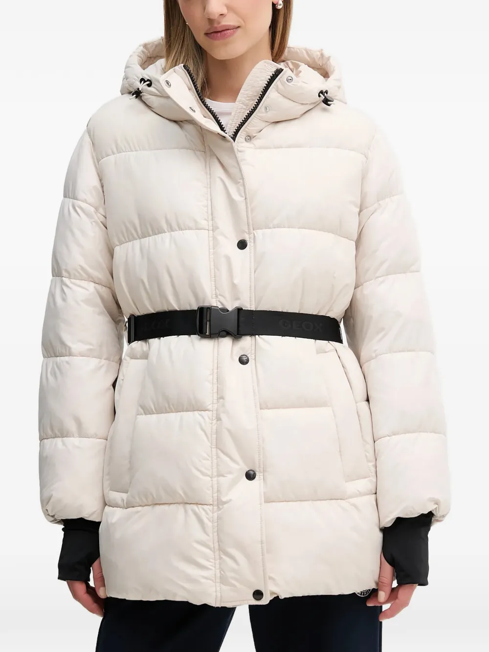 Geox Spherica hooded belted parka - Toni neutri