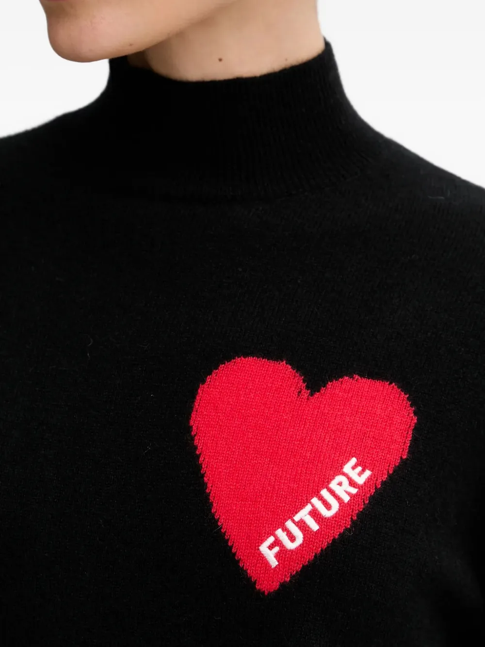 From Future Heart-motif Roll-neck Sweater In Black