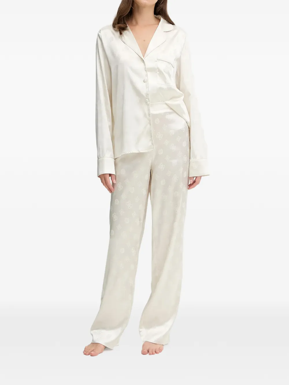 GUESS USA Sylvie button-up pocket pajamas | Neutrals | Image 1