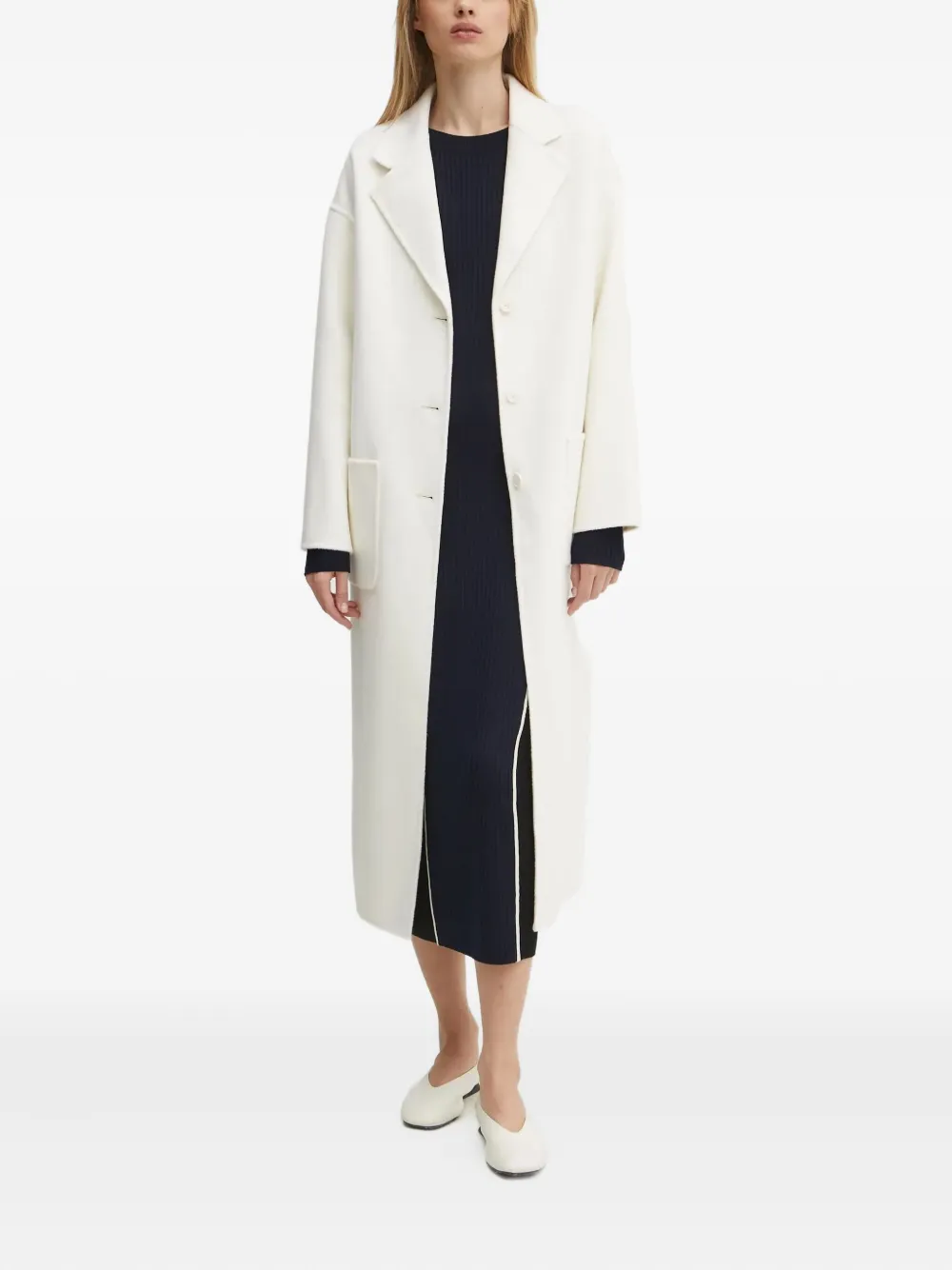 From Future Button Wool Coat In White