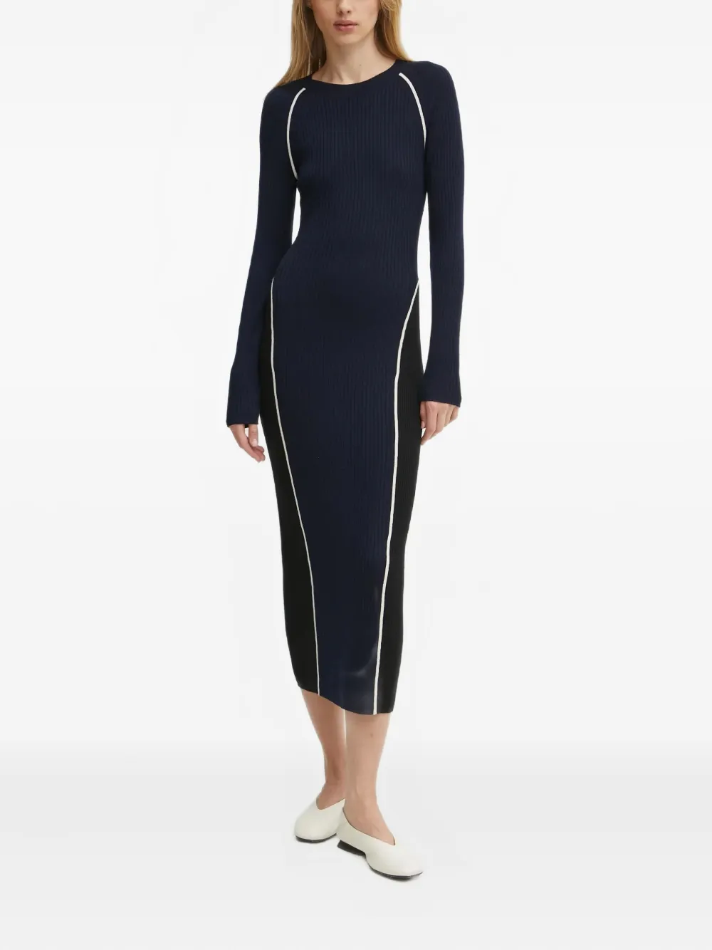 FROM FUTURE ribbed midi dress - Blauw