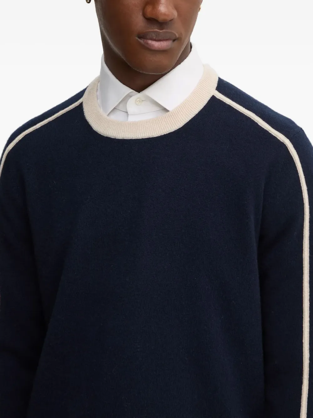 From Future Contrast-trim Stripe-detail Sweater In Blue
