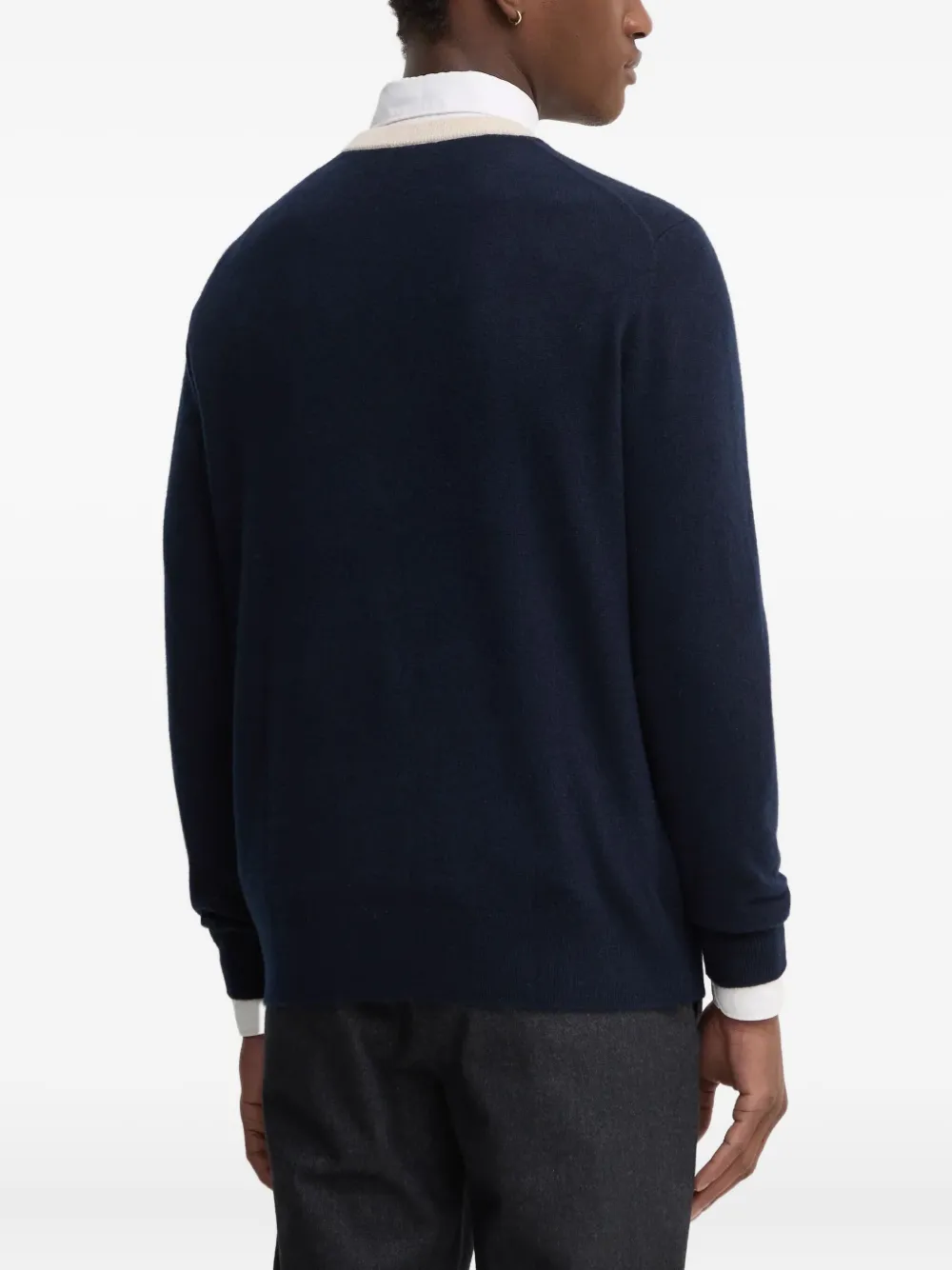 From Future Contrast-trim Stripe-detail Sweater In Blue
