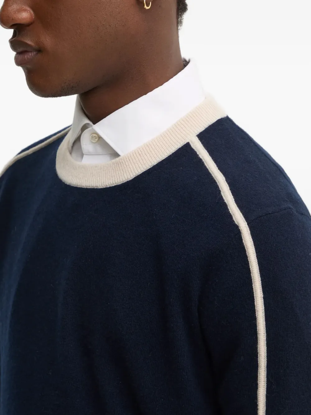 From Future Contrast-trim Stripe-detail Sweater In Blue